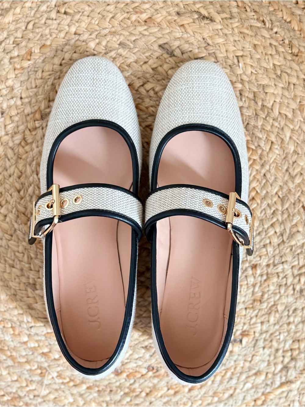 L🌾 JCrew Mary Jane Block Heel Flats with Black Trim EUC - Picture 4 of 9
